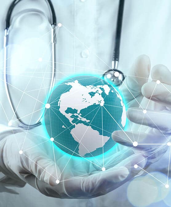 representation of global data in medical professionals hands