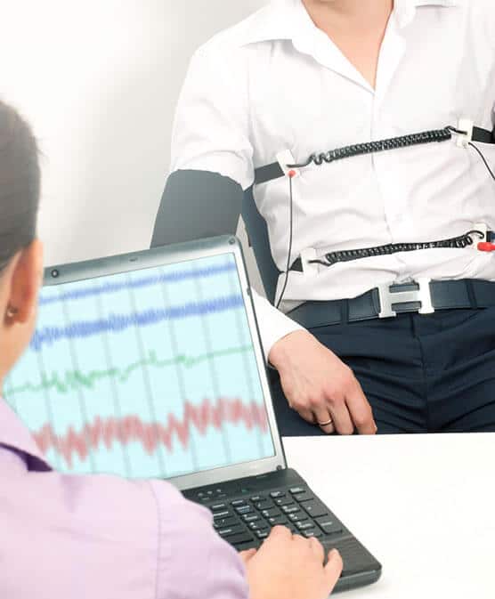 man taking polygraph test